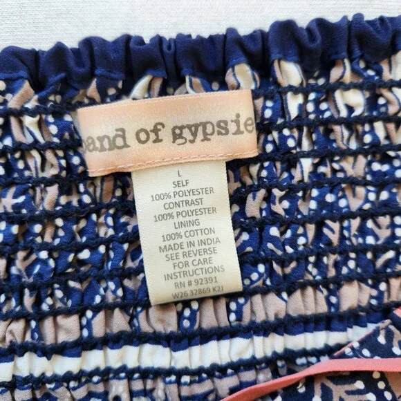 Band Of Gypsies Floral Bustier Mini Dress Navy Coral Boho Cottagecore Cute - Picture 9 of 12